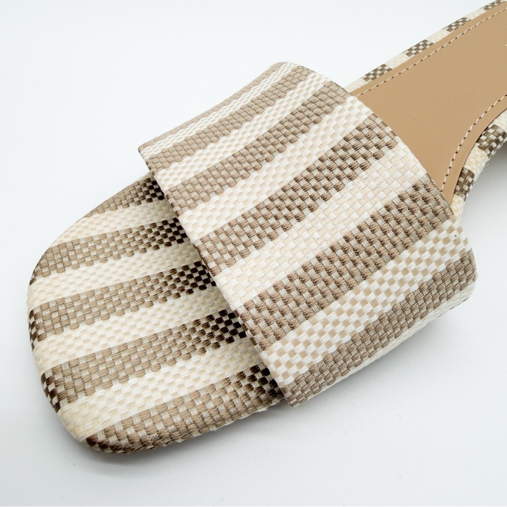 Marc Fisher LTD Olysa Block Heel Slide Sandals Striped Natural Tan 9.5 NEW - Picture 12 of 14
